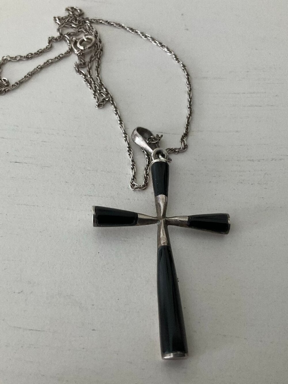 Vintage Handmade Afghan onyx and silver cross